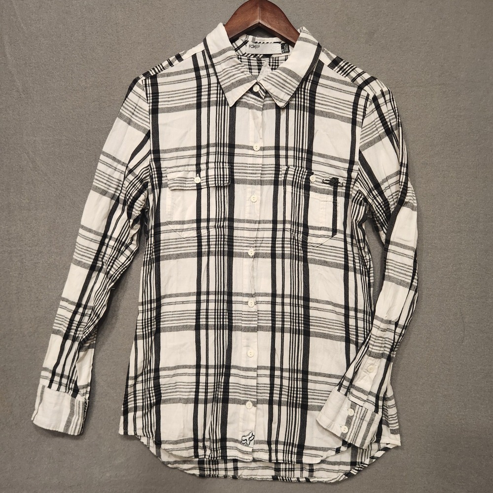 Plaid Button-Up Shirt - Black and White